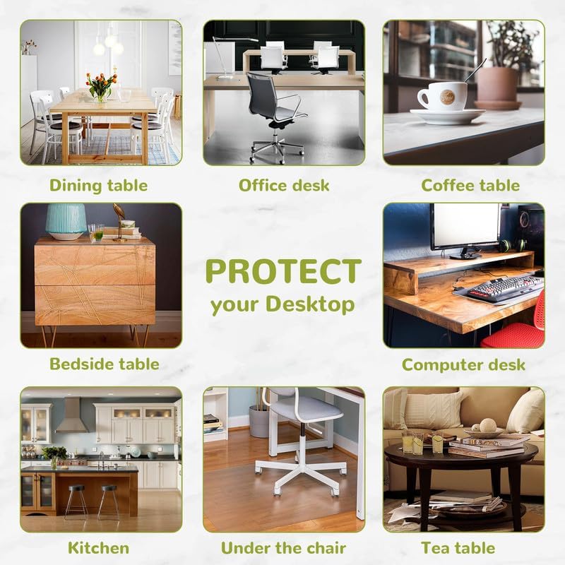 48 x 108 Inch Clear Table Cover Protector, 2mm Thick Clear Table Protector for Dining Room Table, Plastic Table Cover, Waterproof Table Pad for Kitchen, Office