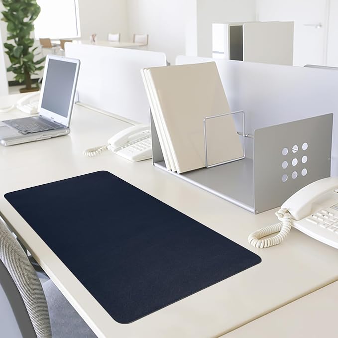 Leather Desk Pad Mat, Navy Blue Desk Mat, 23.6" x 13.7" | Non-slip and Waterproof Computer Mat, Desk Protector for Office/Home, Desk Accessories