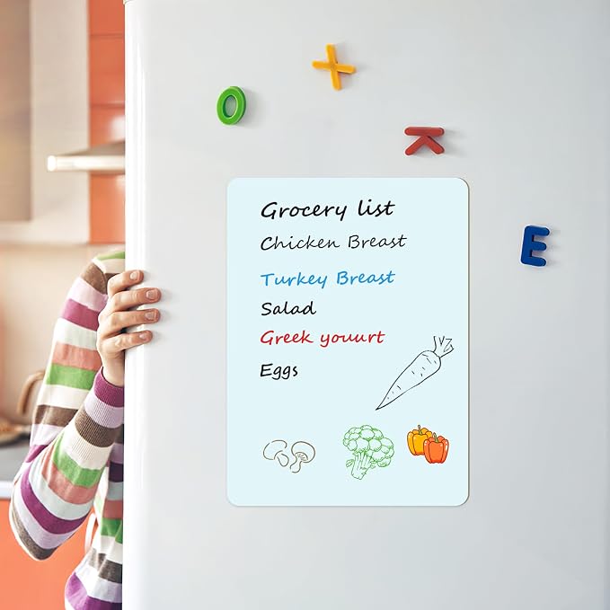 MaxGear Magnetic Blue Whiteboard for Fridge, 12 x 8 Inch, Markers Included