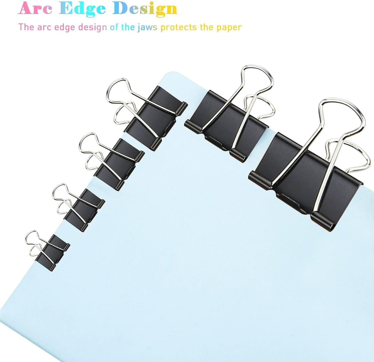 Small Binder Clips, 144 Pack, 1 Inch, Black, Standard 25mm, Metal Paper Clips, Fold Clamp, Office Clips, Capacity 0.47 Inch, Office and School Supplies
