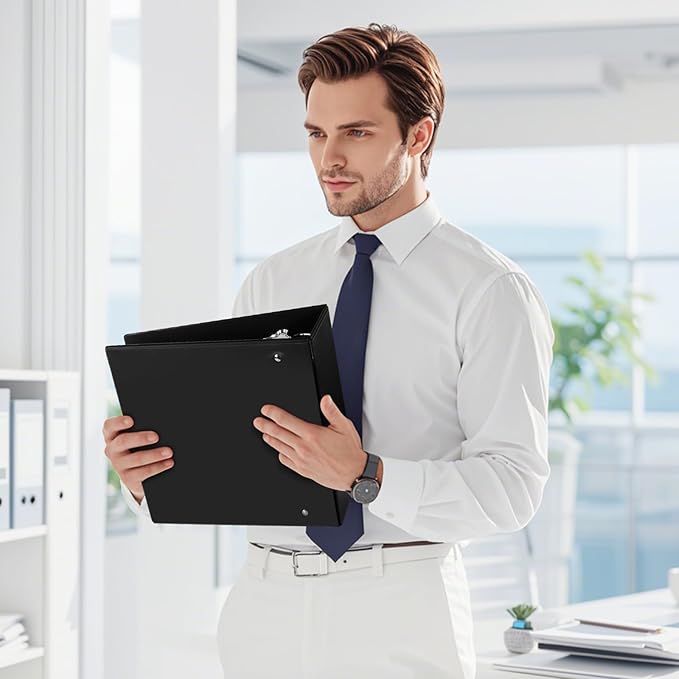 5" 3 Ring Binder, Standard 5-Inch Slant-D Ring Binder Fit Letter Size Paper, Presentation View Binders, 6 Packs, Black