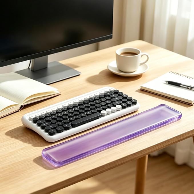 Keyboard Wrist Rest,Gel Wrist Rest for Keyboard-Purple Wrist Rest | Jelly Clear Gel Wrist Pad for Easy Typing, Anti-Slip Comfort Keyboard Wrist Pad for Desktop Relieve Pain