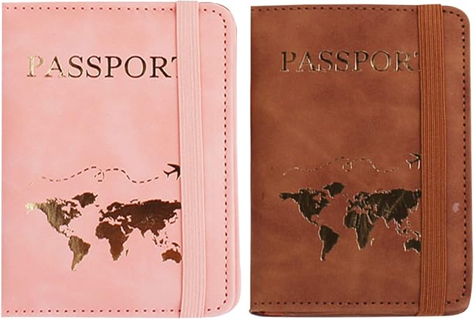 Passport Wallets Travel Holder Set, Slim Passport Case, Honeymoon & Bridal Shower Gift, Newlywed Travel Gifts for Couples