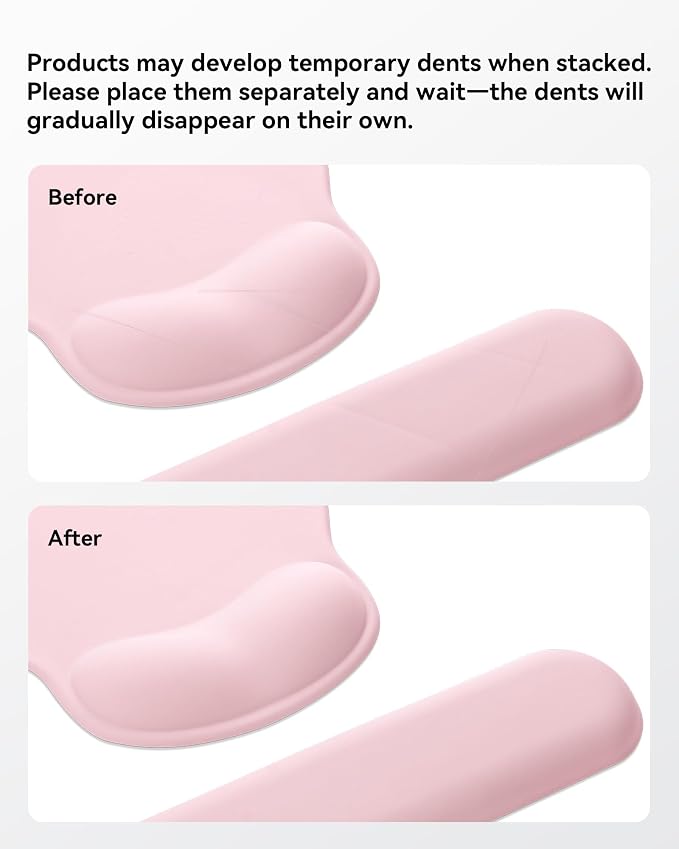 Laborio Ergonomic Mouse Pad with Wrist Rest for Desktop(2 Pack, Light Pink) | Non-slip Base, Gel Wrist Support, Mouse Pads+wrist Rest Set, 10.6''l X 9''w Large Size