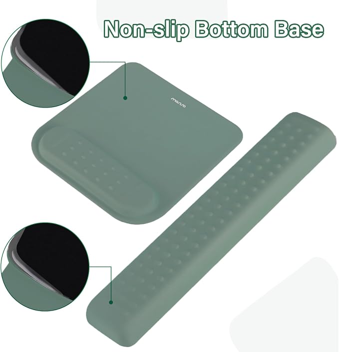 MOSISO Keyboard Stand&Wrist Rest Support for Keyboard &Mouse Pad Set | Ergonomic Massage Wrist Rest Set, Easy Typing Working Acrylic Clear Stand for Office Home, Emerald Green