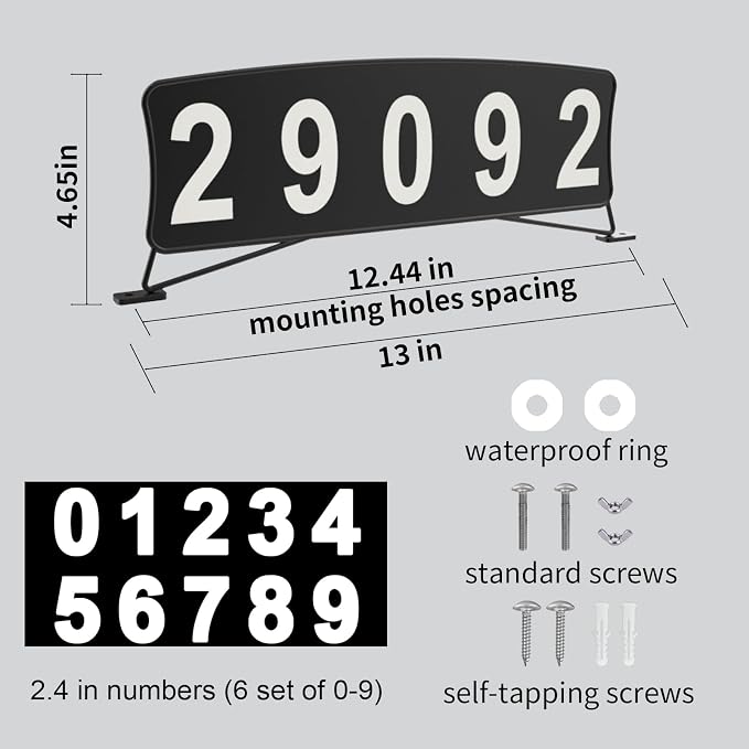 Metal Mailbox Numbers, Double sided House Numbers plaque for Outside, Waterproof, Horizontal & Vertical Mounted Address Sign for Street Yard Home(metal)