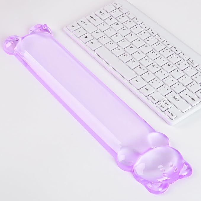 Clear Gel Keyboard Wrist Rest, Bear-Shape Wrist Rest, Ergonomic Wrist Rest for Computer Keyboard 60%/75% (Purple)