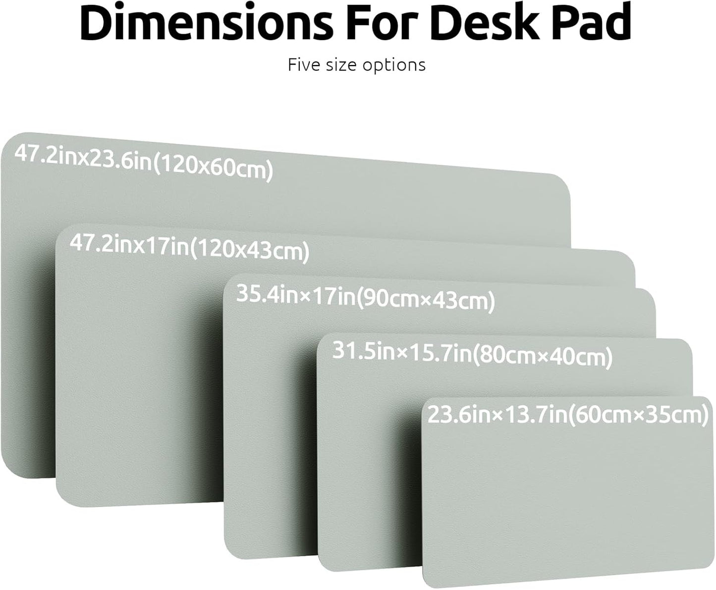YSAGi Leather Desk Pad Protector, Office Desk Mat, Large Mouse Pad, Non-Slip PU Leather Desk Blotter, Laptop Desk Pad, Waterproof Desk Writing Pad for Office and Home (Grayish Green, 47" x 17")