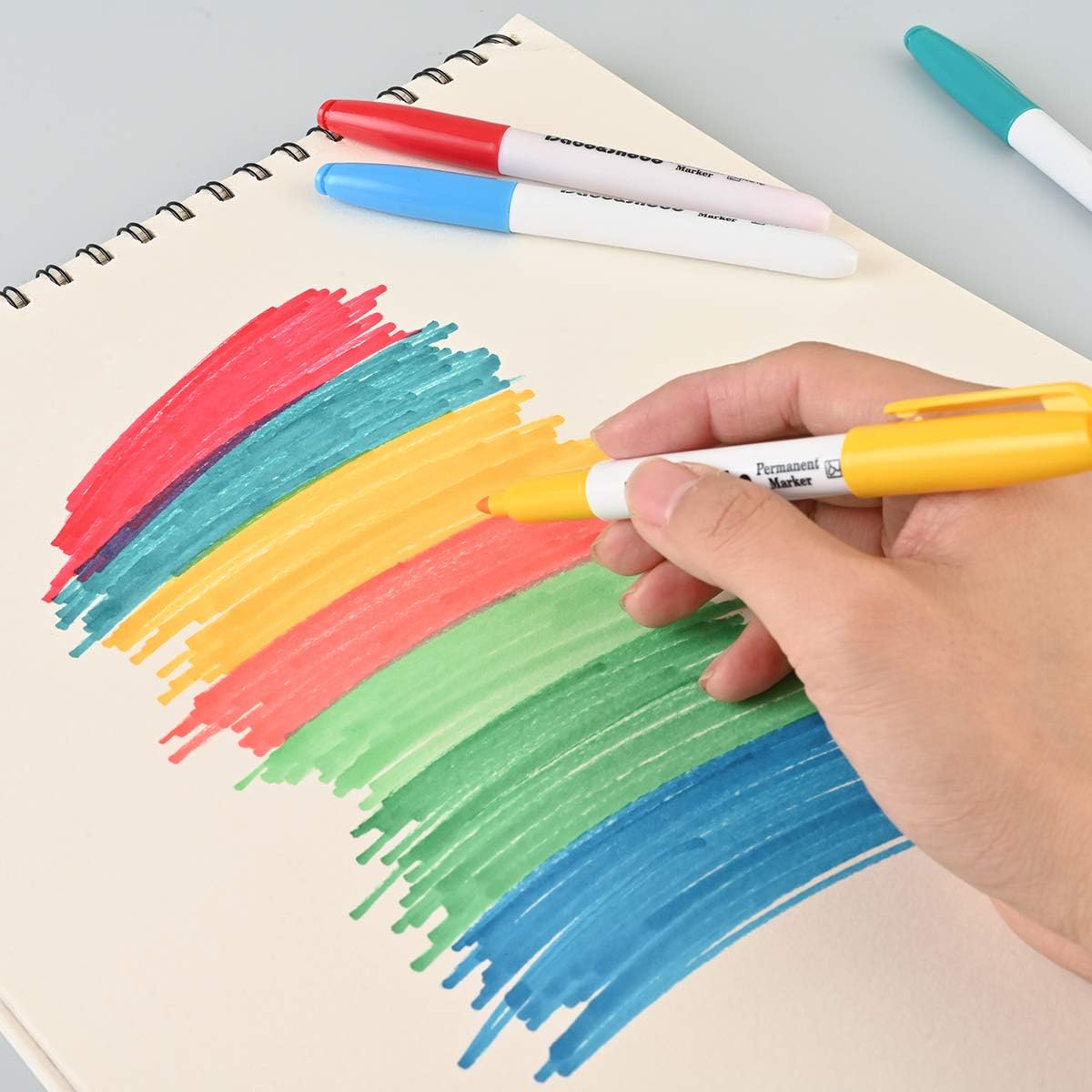 Dabo & Shobo 48 Colors Permanent Markers, Fast Drying, Suitable For Classroom Office Meeting,Works On Plastic, Wood, Stone, Metal and Glass for Doodling, Coloring, Marking
