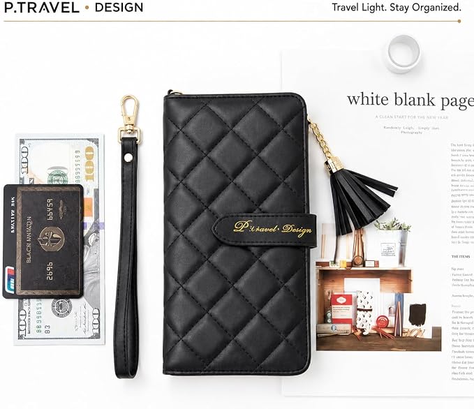 Passport Holder for Travel,Leather Passport Wallet,Travel Document Organizer with AirTag Slot,RFID Blocking With Credit Cards Case,Zippered Coins Pocket and Cash Slot for Women Men