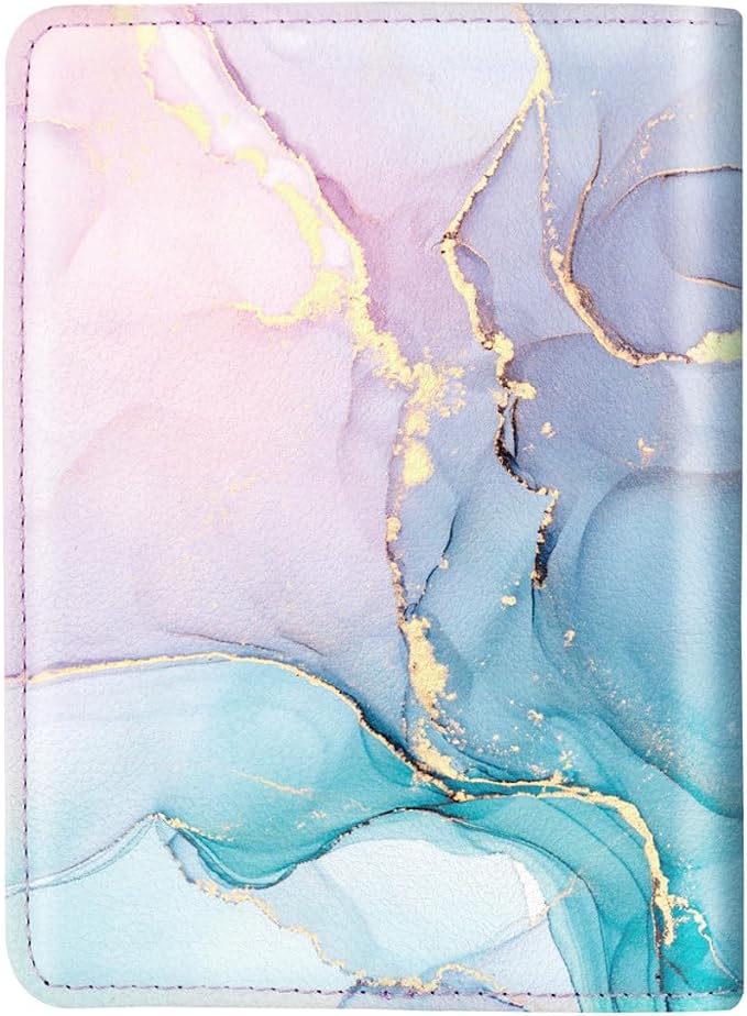Coco Rossi Passport Holder Cover, RFID Travel Wallet Women Card Holder | Travel Essentials, Passport Book Holders, Passport Cover Case, PU Leather, Cute, Thin, Spliced Design, Gradient Marble