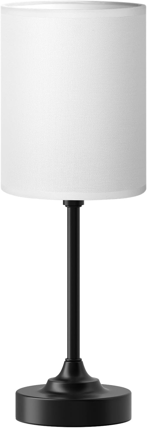 Touch Nightstand Bedroom Lamp - 3 Way Dimmable Bedside Lamp, Small Table Lamp Linen Lampshade for Office Desk, LED Bulb Included