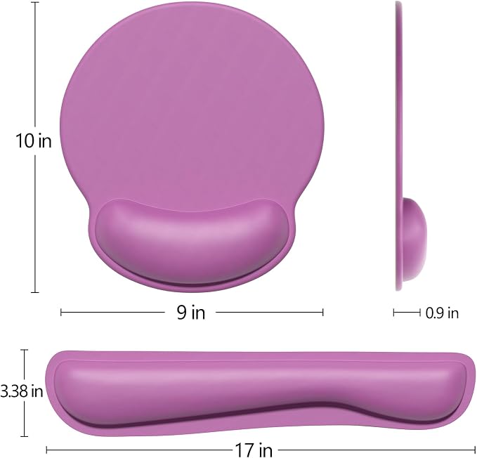 Dapesuom Keyboard Wrist Rest and Mouse Pad with Wrist Support, Cute Memory Foam Cushion for Keyboard and Mouse Set, Desktop Pad Rests with Non Slip Base for Easy Typing & Pain Relief, Radiant Orchid