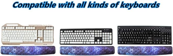 BRILA Keyboard Wrist Rest Support Cushion Pad for Computer, Laptop, Office Work, PC Gaming - Memory Foam Gel with Massage Holes Design - Non-Slip Easy Typing Wrist Pain Relief (Nebula)