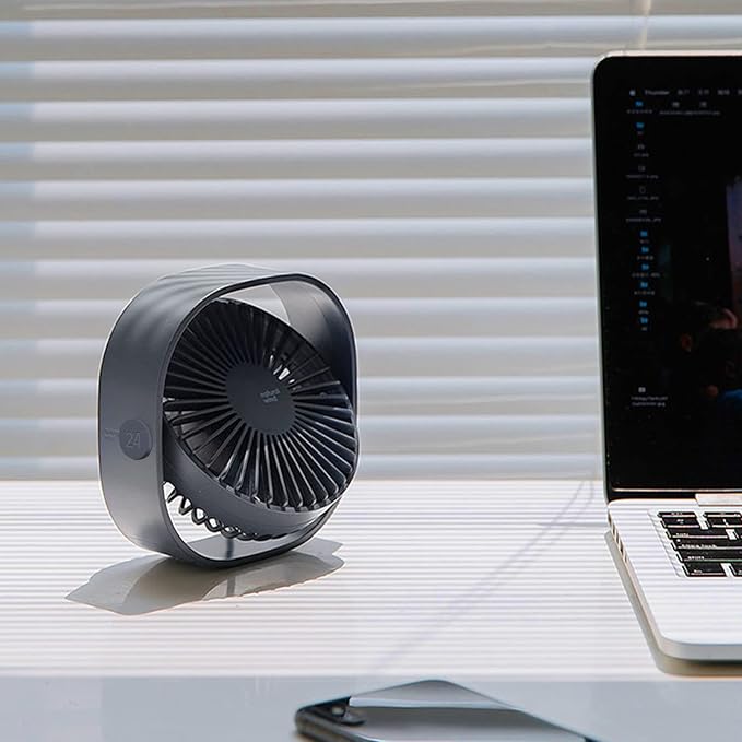 Simpeak Small USB Fan Small Quiet Portable USB Powered ONLY (No Battery), Cooling 3 Speed Setting 360° Adjustable Swivel Desktop Personal Fan for Home Office Bedroom Outdoor Travel Summer, Grey