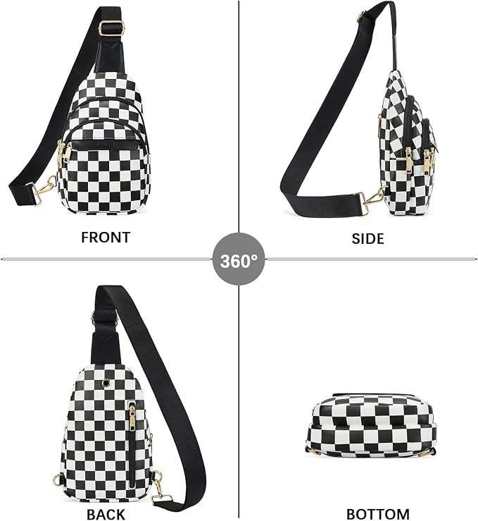 BOSTANTEN Sling Bag for Women Leather Crossbody Bags Fanny Pack Chest Bag for Travel | Adjustable Wide Strap, Small, Anti Theft, Lightweight, Multi Pockets and Carrying Way, Card Slot, Cute Trendy for Everyday