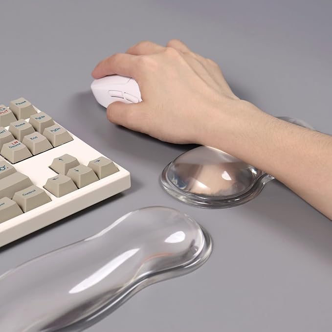 Sumgsn White Gel Wrist Rest Set, Clear Keyboard and Mouse Rest for 60%/75% | Ergonomic Wrist Rest, Relax Your Wrist, for Laptop Computer Office & Home