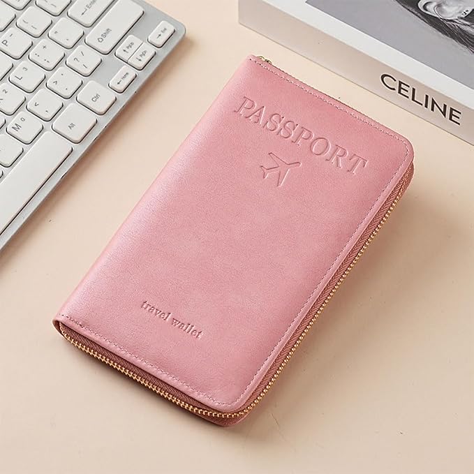 Passport Holder for Travel Women and Men RFID Blocking Passport Holder with Zipper Multi-functional Passport Wallet Passport Case Passport cover Travel Essentials