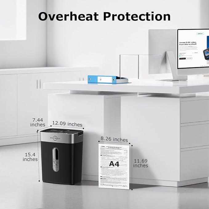 Bonsen 10-Sheet Cross Cut Paper Shredder for Home Office Heavy Duty | P-4, Portable Handle, 4 Gallons Bin, Paper and Credit Card Shredder, Black (S3201 New Version)