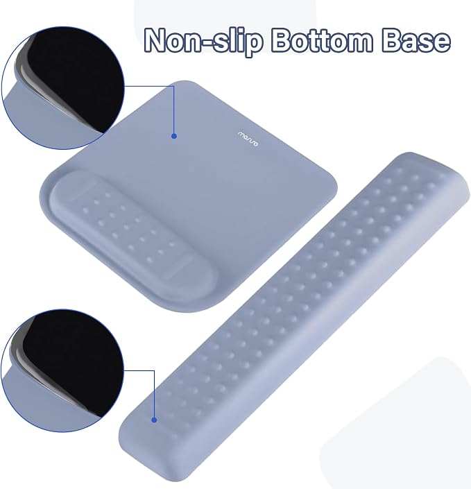 MOSISO Keyboard Stand&Wrist Rest Support for Keyboard &Mouse Pad Set | Ergonomic Massage Wrist Rest Set, Easy Typing Working Acrylic Clear Stand for Office Home, Lavender Gray