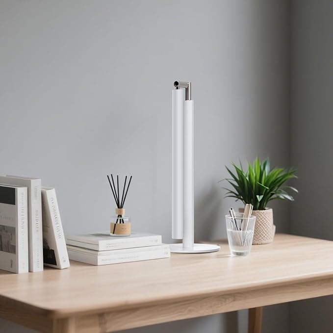 White LED Desk Lamp, 16" Dimmable Metal Desk Light with Base, 15W 1200LM, Adapter Included, Color & Brightness Adjustable, Modern Tall Table Lamp for Home Office Reading Study Task Laptop