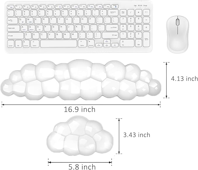 Gel Cloud Keyboard and Mouse Wrist Rest, Clear Cloud Wrist Rest for Keyboard, Cute Ergonomic Cloud Wrist Support for Typing Pain Relief, Green Cloud Wrist Rest for Office, Gaming, Computer, Laptop