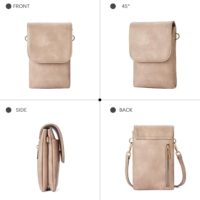 BOSTANTEN Small Crossbody Bag for Women Designer Cell Phone Purse | Vegan Leather, Multiple Pockets, Card Slots, Compact Size for Phone, Cards and Keys, Daily Travel Shopping Use
