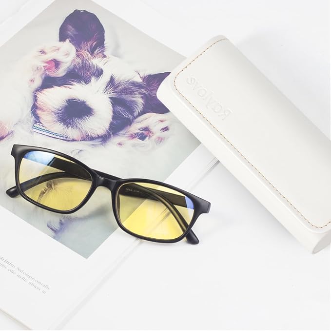 RayLove Hard Shell Glasses Case, Lightweight Leather Eyeglass Case, Travel-Friendly Sunglasses Protector for Men & Women