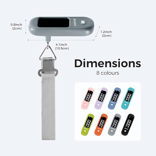 pack all Digital Luggage Scale for Travel, 110Lbs Capacity, 0.1Lb Precision | Handheld, Backlit LCD Display, Lb/Kg/Oz Conversion, Tare Function, Battery Included, Rock Grey