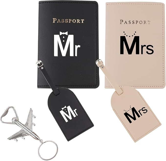 Passport Wallets Travel Holder Set,Honeymoon Gift, Slim Passport Case Covers and Organizer Slots Couple,Wedding Bridal Shower GiftWallets Travel Holder Set