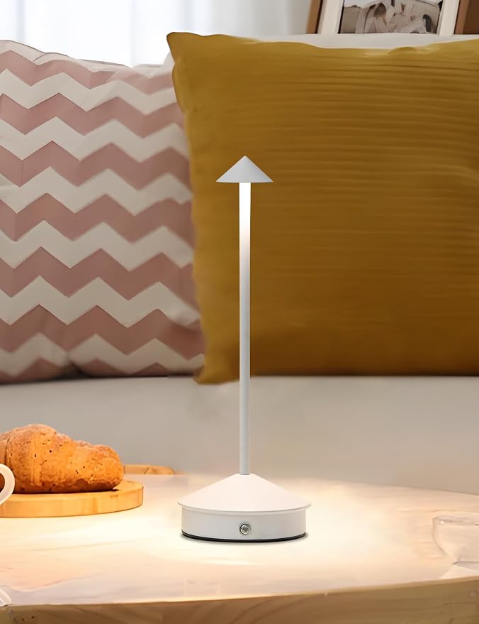 LED Rechargeable Cordless Table Lamps White | 2 Pcs Portable Modern USB Battery Operated Lights,Waterproof Touch Dimmable Desk Lamp,for Patio,Restaurant,Bar,Dining Home