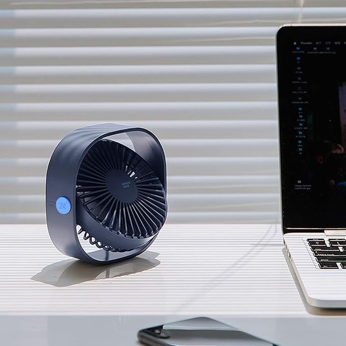 Simpeak Small USB Fan Small Quiet Portable USB Powered ONLY (No Battery), Cooling 3 Speed Setting 360° Adjustable Swivel Desktop Personal Fan for Home Office Bedroom Outdoor Travel Summer, Blue