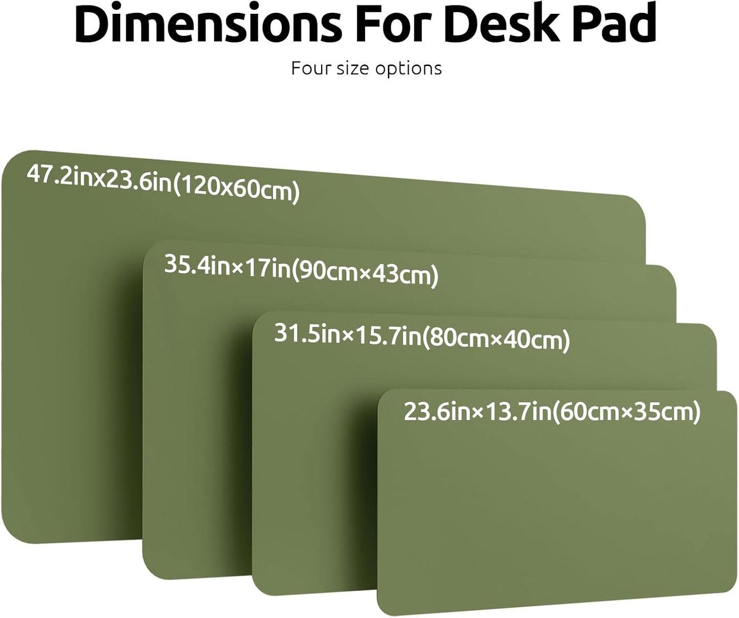 YSAGi Leather Desk Protector, Office Mat, Large Mouse Mat, Non-Slip PU Leather Blotter, Laptop Desk, Waterproof Writing Pad for Office and Home (Green, 47.2" x 23.6")