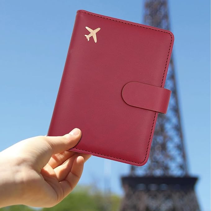 Melsbrinna Premium Leather Passport Holder Covers Case, Waterproof Rfid Blocking Travel Wallet Passport Holder with Pen Holder, Cute Passport Book for Women/Men