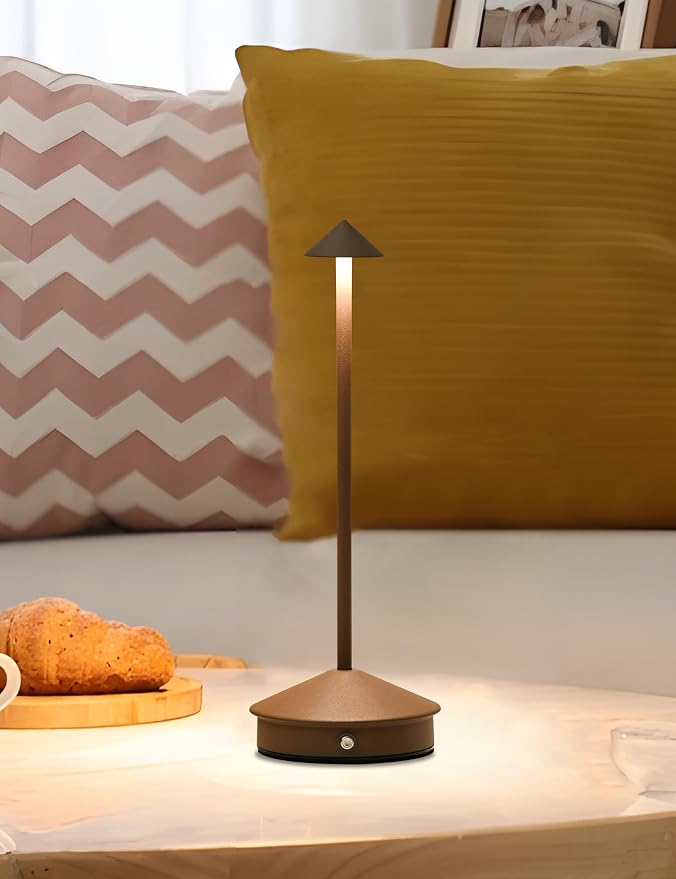 LED Rechargeable Cordless Table Lamps Brown | 2 Pcs Portable Modern USB Battery Operated Lights,Waterproof Touch Dimmable Desk Lamp,for Patio,Restaurant,Bar,Dining Home