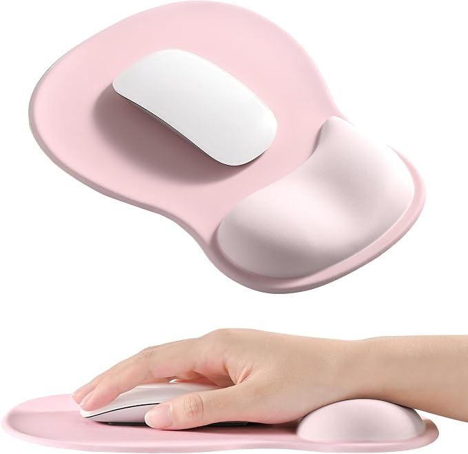 EooCoo Mouse Pad with Gel Wrist Rest, Ergonomic Mousepad Wrist Alignment | Middle Concave Design for Natural Wrist Alignment, Non-Slip Base Mousepad, Carpal Tunnel Relief, Office Desk Accessories