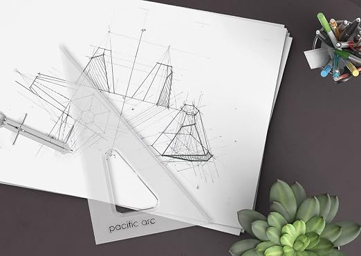 Pacific Arc's Scholastic Triangle - 4 inch - Clear - 30/60 Angle - Polystyrene - Plain Edge - Technical Drawing Tools, Drafting, Architect and Engineering.