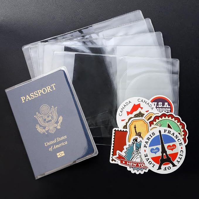 5 Pack Clear Passport Cover, Transparent Plastic Passport Protector