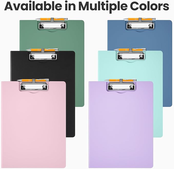 Sooez Foldable Clipboard Folder, A4 Folding Clip Board with Pen Loop 8.5x11 | 2 Tabbed Pockets, 360° Portfolio, Binder Clipboards with Low-Profile Metal Clip, Folio Storage for Nursing, School & Office