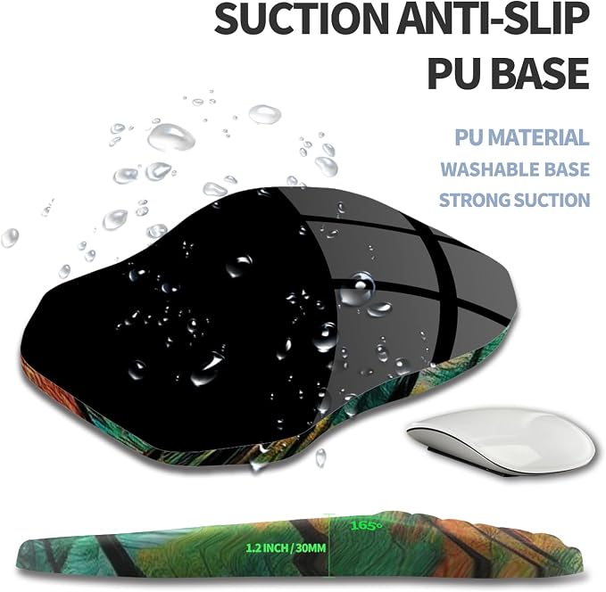 Ergonomic Raised Mouse Pad Wrist Support with Bilateral Slope Memory Foam Mousepad for Wrist Rest and Carpal Tunnel Pain Relief 11.8x7.9〃Fantasy Forest Realm