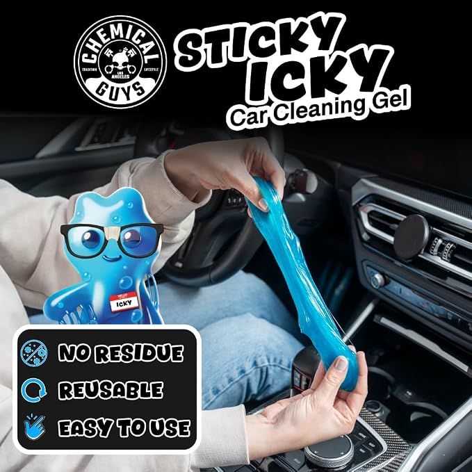 Chemical Guys, Sticky Icky Cleaning Gel, Green Apple & Strawberry, 2 Pack | For air vents, dashboards, and keyboards, reusable, for vents, cup holders, and keyboards, use for dashboard crevices