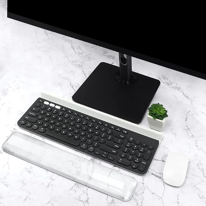 Soft Silicone Keyboard Wrist Rest Pad 14.37IN | Comfortable, Typing Hand Pain Relief Support Pad with Gel-filled Magic Keyboard Other Keyboards Office & Home (Clear)