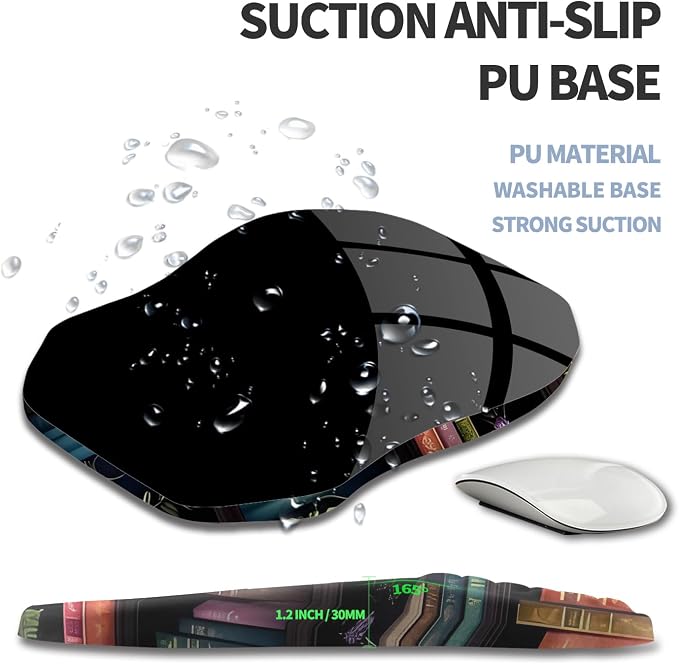 Ergonomic Raised Mouse Pad Wrist Support with Bilateral Slope Memory Foam Mousepad for Wrist Rest and Carpal Tunnel Pain Relief 11.8x7.9〃Bookshelf