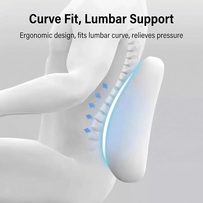 Lumbar Support Pillow Memory Foam Back Cushion for Sciatica & Lower Back Pain Relief Orthopedic Posture Corrector for Office Chair Gaming Chair Car Seat Breathable Washable - Black