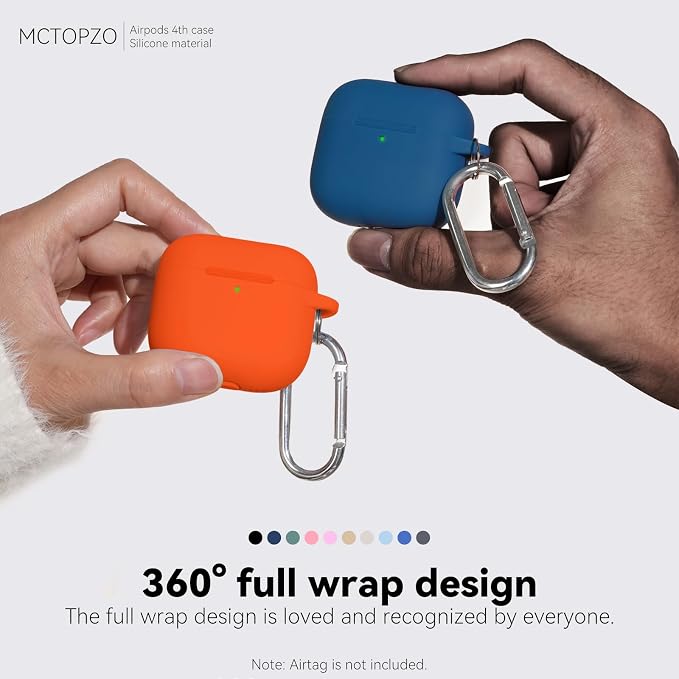 for AirPods 4 Case 2024 with Cleaner Kit & Keychain-Orange | Silicone Protective Cover for Apple AirPods 4th Generation Case,for Women Men,One-Piece Design,Shockproof,Dust Proof