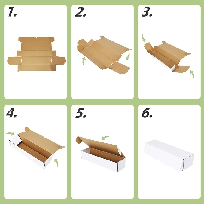 PHAREGE 15 Pack Trading Card Storage Boxes White for 6000 Count 35pt Cards | Baseball Card Storage, Sport Card Shipping, Flat Bottom, Shape Well, Easy Fold, Easy Open, DIY Cardboard, Self-locking