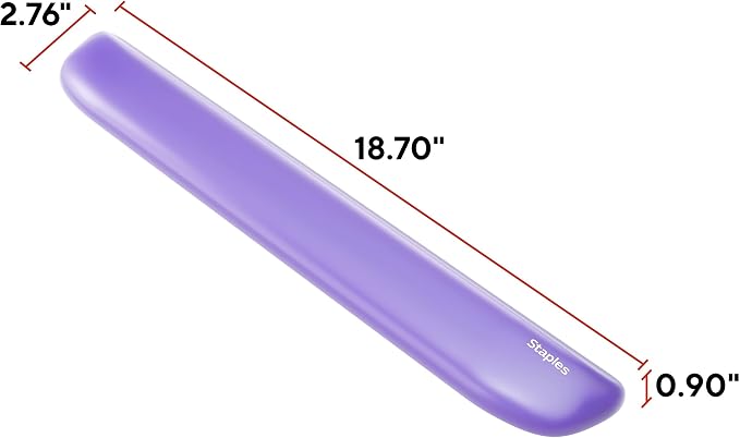 STAPLES Gel Keyboard Wrist Rest, Ergonomic Non‑Slip Wrist Support Cushion for Comfortable Typing, Durable Gel‑Filled Design, Purple Crystal
