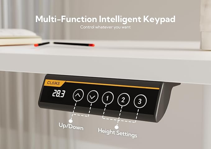 Claiks Electric Standing Desk, Adjustable Height Stand up Desk, 40x24 Inches Sit Stand Home Office Desk with Splice Board, White Frame/White Top