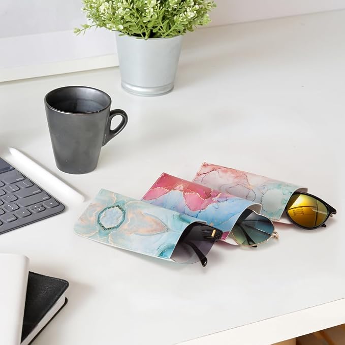 TRIUMPH VISION Reading Glasses Pouch Eyeglass Sleeve Soft Case Slim 3 Pack | Alternative to Bulky Case Lightweight,Neoprene Lined Padded Protect Optical lens Slip in, Cute Pattern Portable for Daily Use
