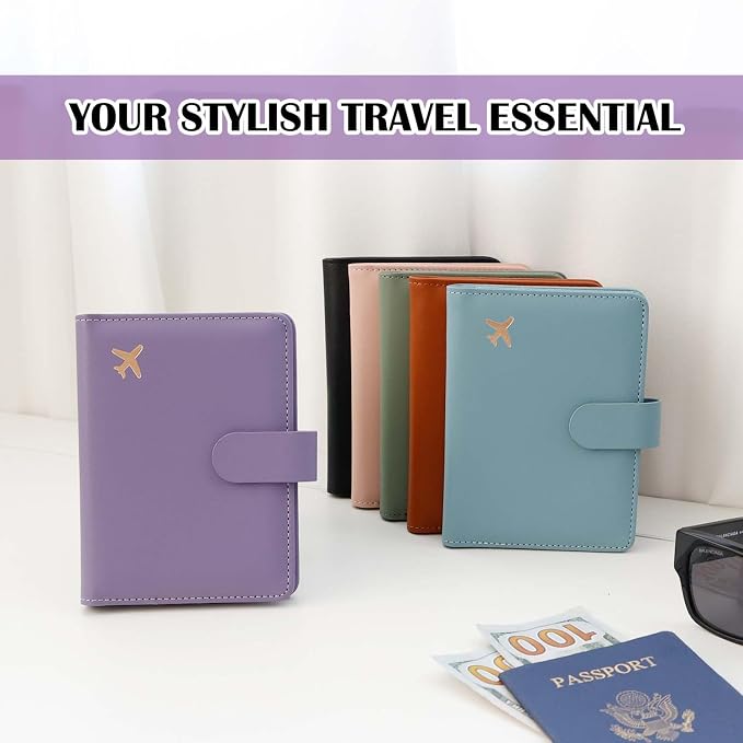 Melsbrinna Premium Leather Passport Holder Covers Case, Waterproof Rfid Blocking Travel Wallet Passport Holder with Pen Holder, Cute Passport Book for Women/Men